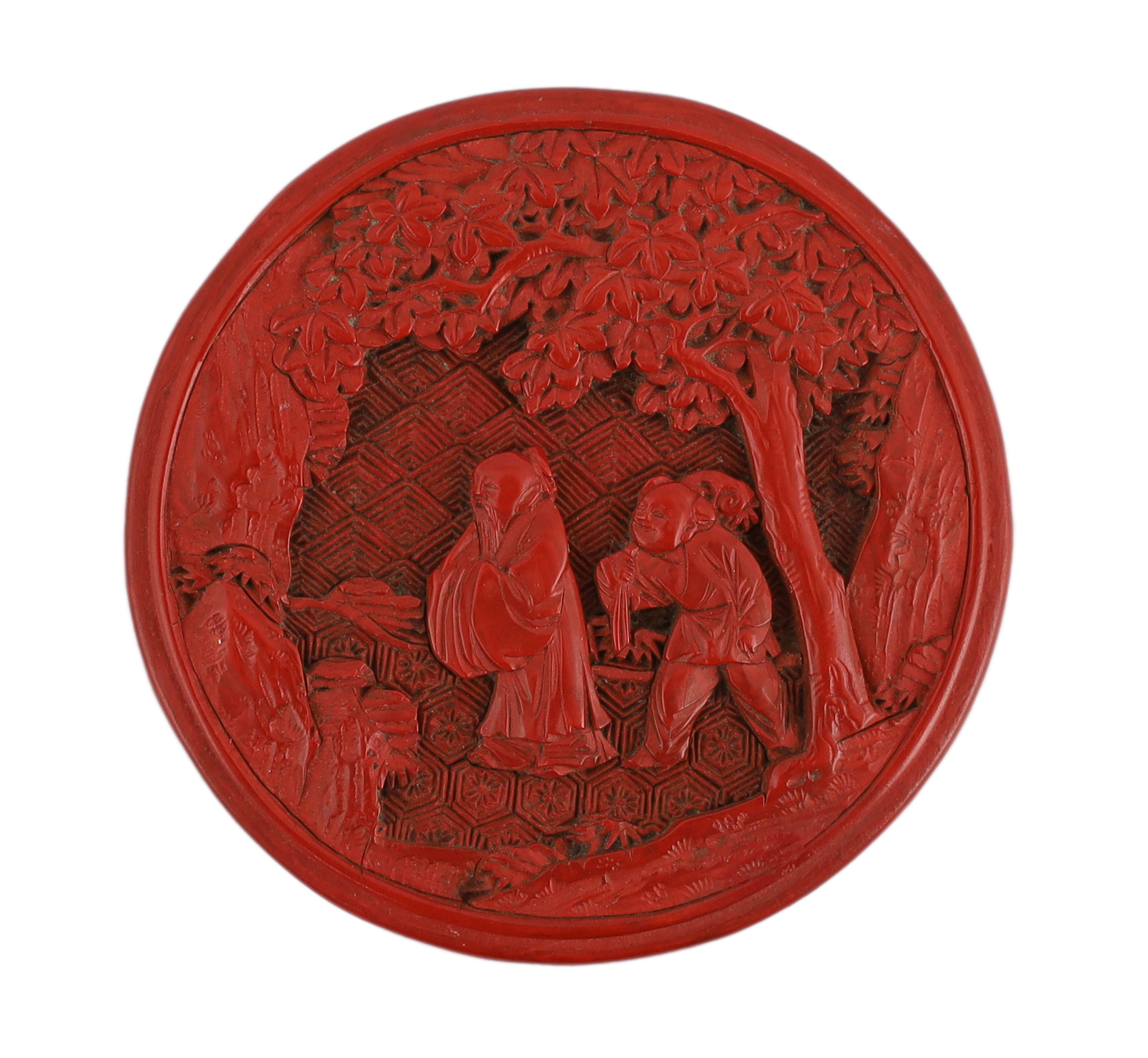 A Chinese cinnabar lacquer circular box, Qianlong period